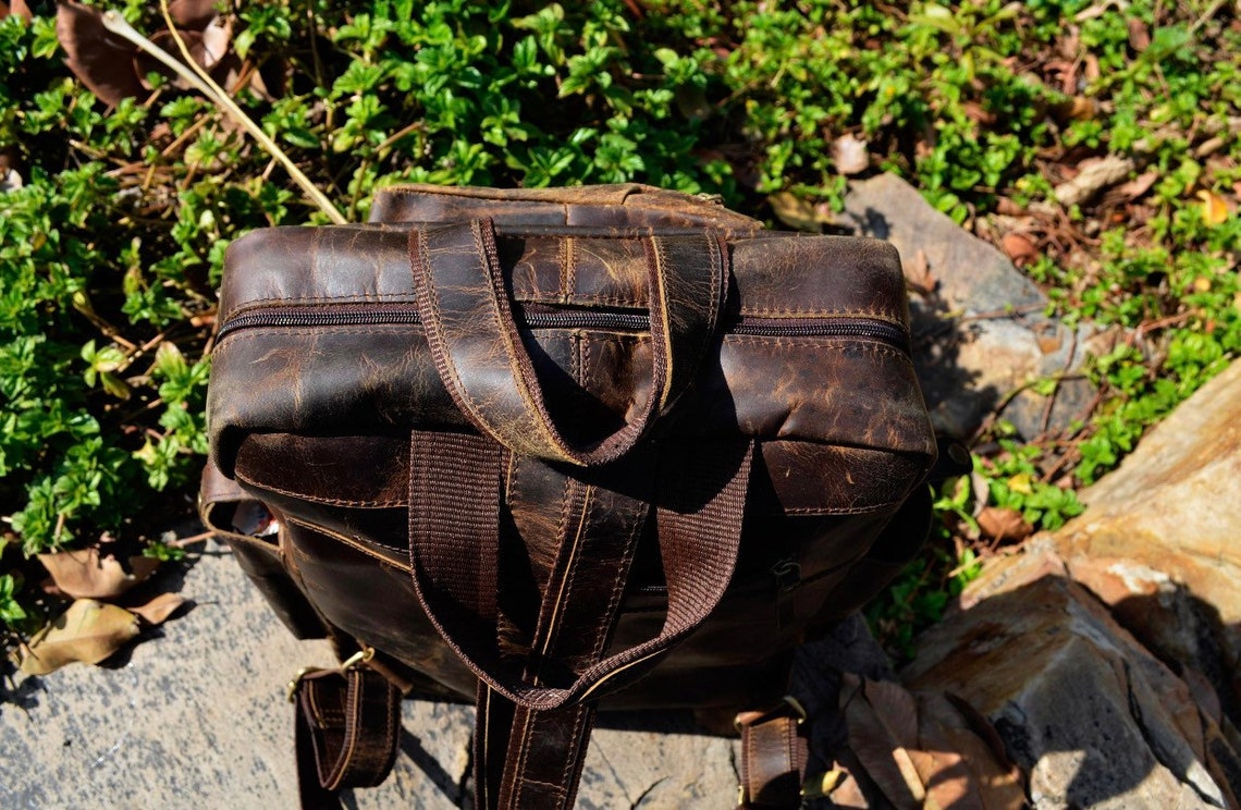 Personalized Handmade Leather Backpack Travel Rucksackhiking - Etsy