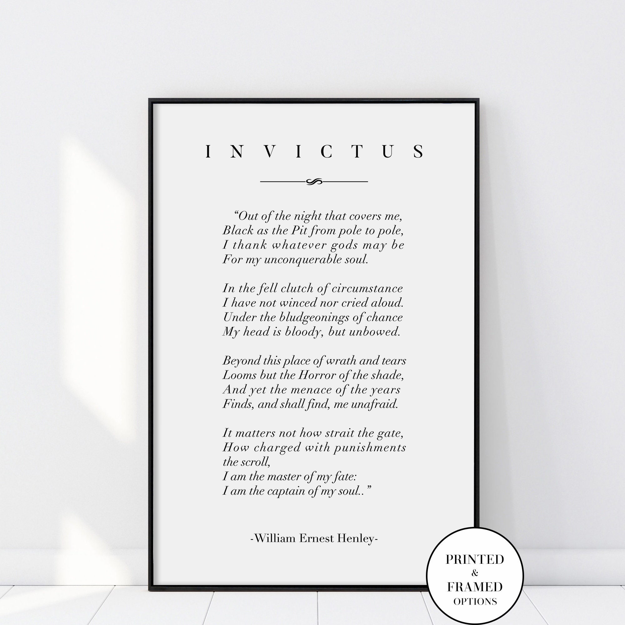 Invictus Poem Invictus Print Art Invictus by William Ernest | Etsy