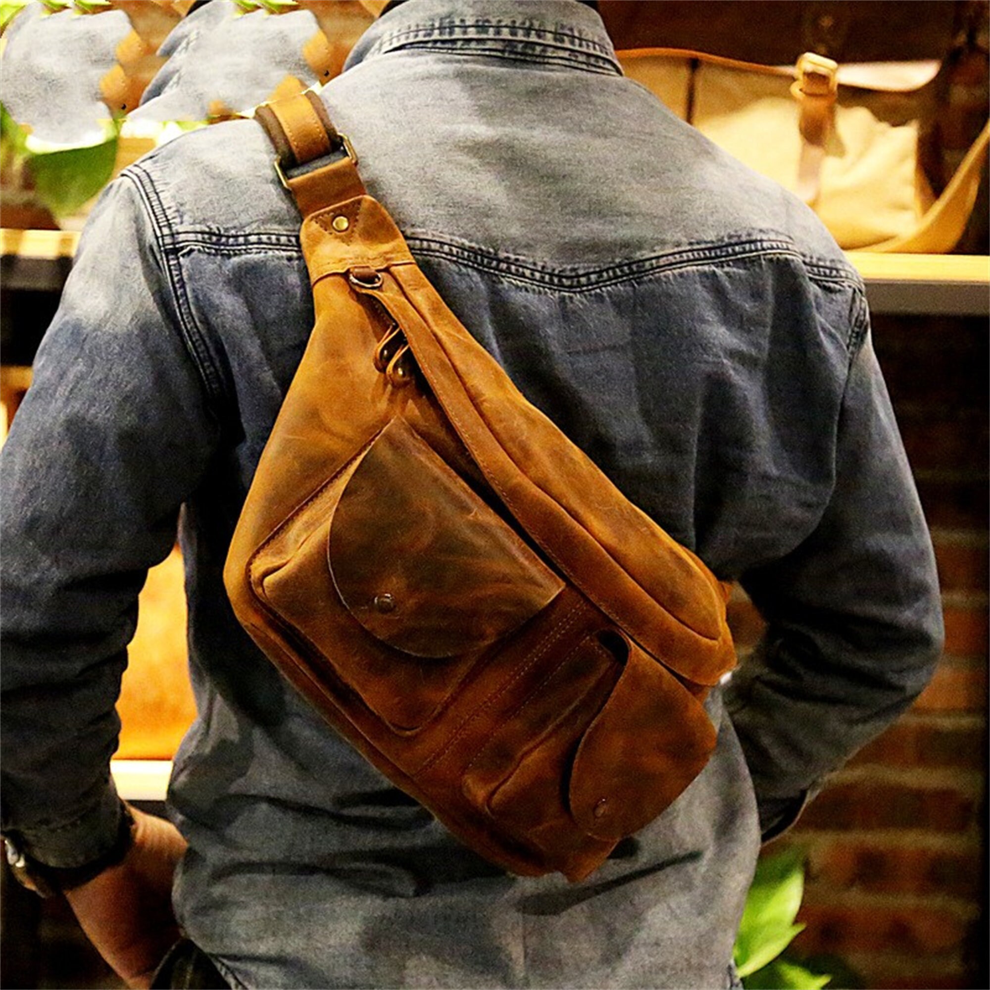 Lederrucksack Sling Rucksack Sling Bag Herren Rucksack mit Etsy