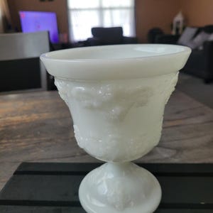 Vintage White Milk Glass Pedestal Vase