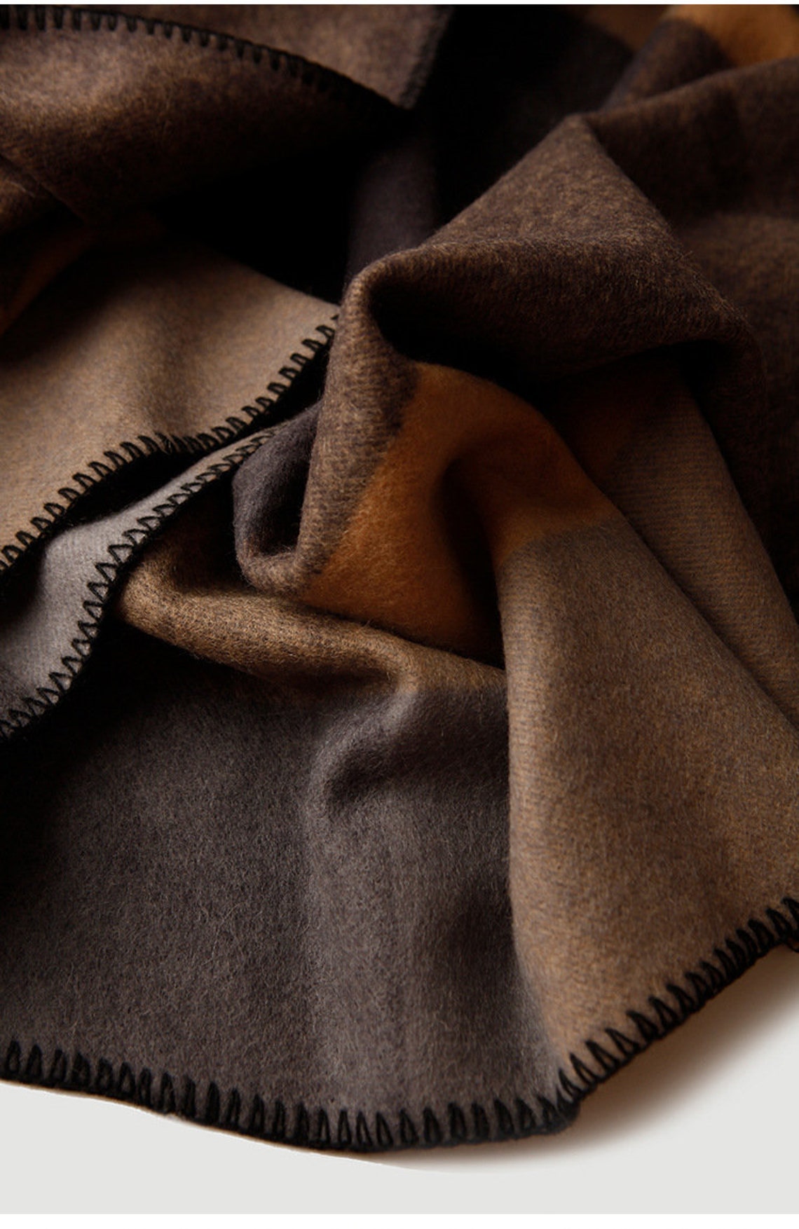 Striped jacquard wool blanket warm thick cashmere shawl Etsy