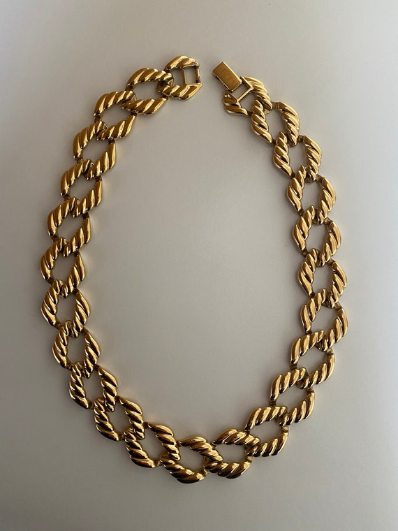 1980s Vintage Napier Gold Tone Textured Link Chain - image 2