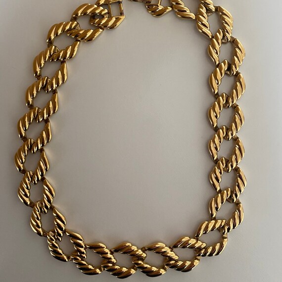 1980s Vintage Napier Gold Tone Textured Link Chain - image 1