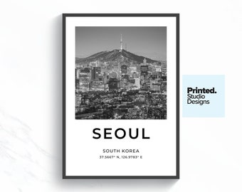Seoul Wall Art Cyberpunk South Korea Poster Seoul night street Print South Korea Wall Art South Korea Print Seoul Poster