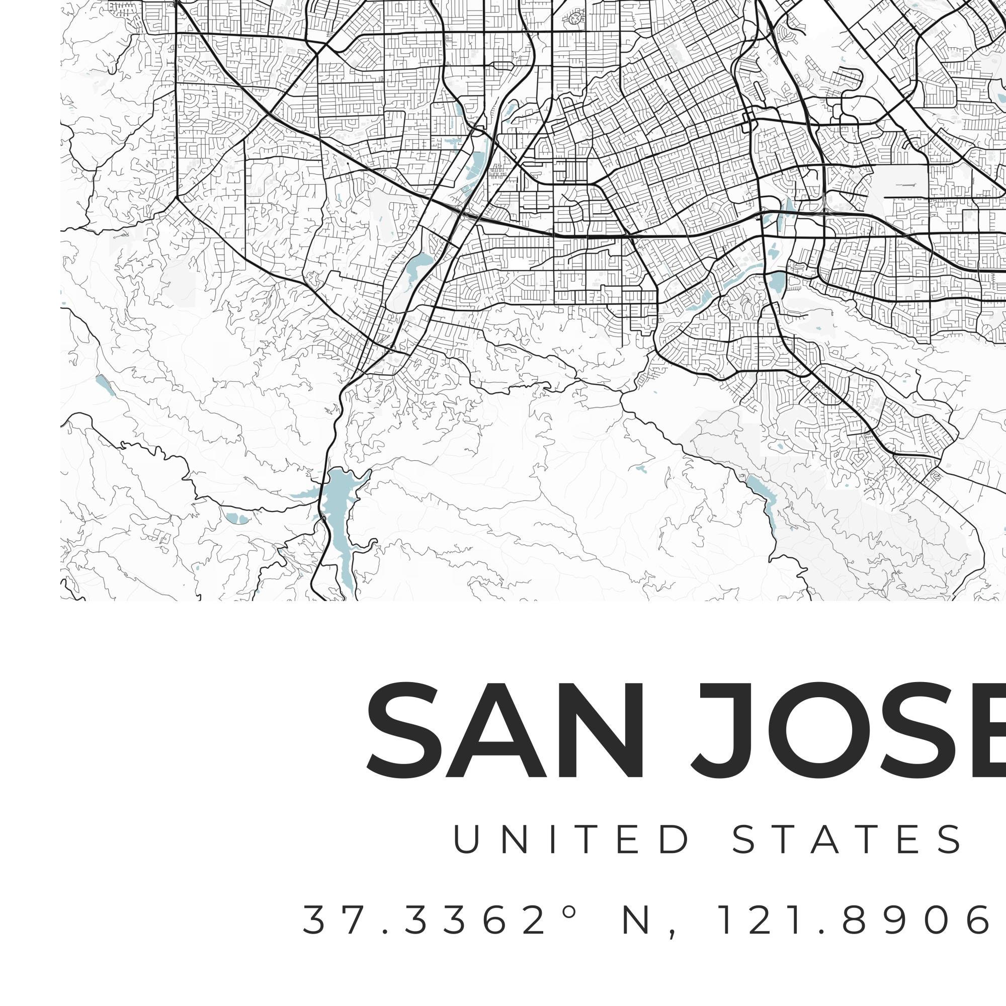 San Jose Map Print San Jose Art United States Digital | Etsy