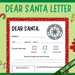 Carta a Papá Noel, Carta de Navidad a Papá Noel, Lista de deseos de Papá Noel, Carta de Querido Papá Noel, Carta de Papá Noel, Carta de Navidad para que los niños escriban