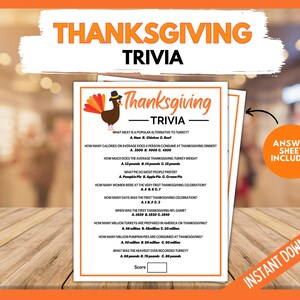 Thanksgiving Trivia Party Game, Thanksgiving Printable Games, Thanksgiving Trivia Quiz, Thanksgiving Party Games, Friendsgiving Party Games