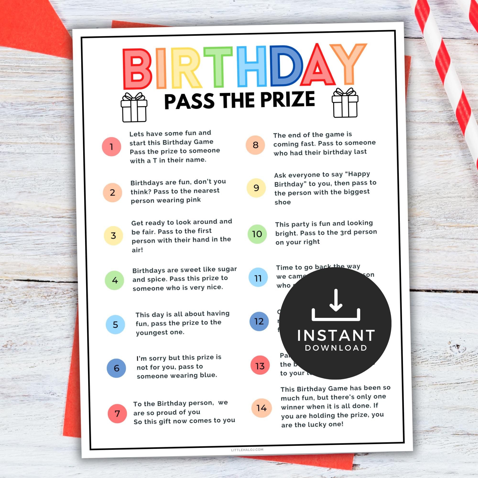 Pass the Parcel Party Game, Kids Party Printable Game, Birthday Party ...