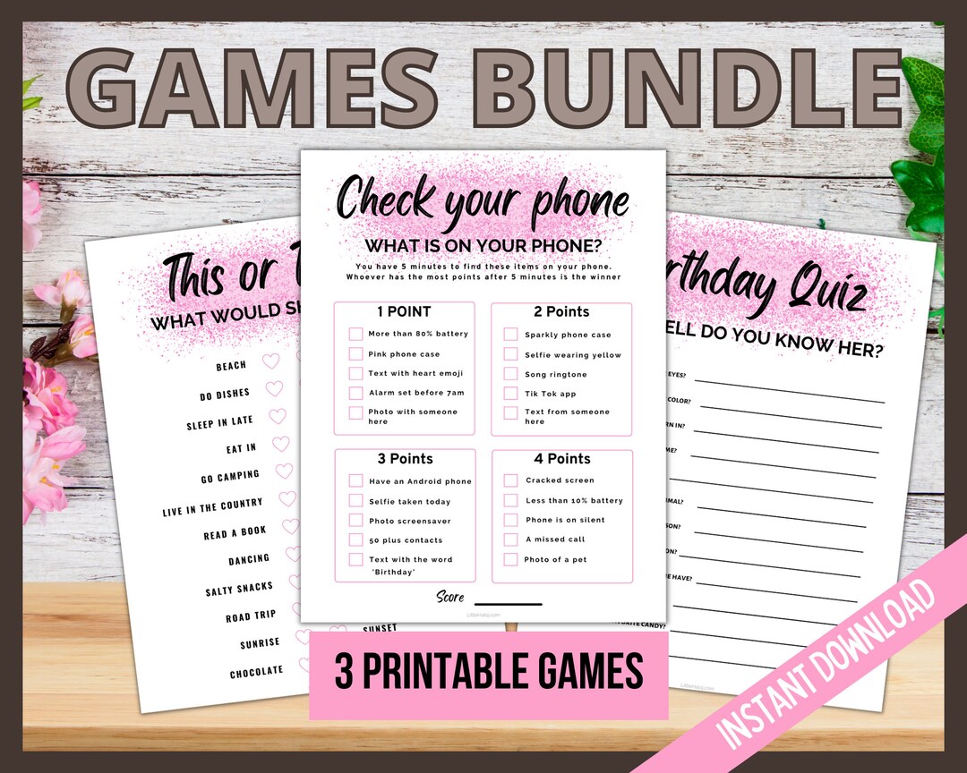 Birthday Girl Games Bundle, Printable Party Games for Her, Birthday ...