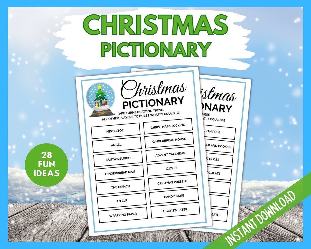 Christmas Pictionary Game For Families-Free Printable - Fox Farm Home