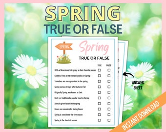 Juego de trivia verdadero o falso de primavera, divertidos juegos de fiesta familiar, juegos de primavera para niños, adolescentes y adultos, juegos de fiesta de primavera, juego de Pascua