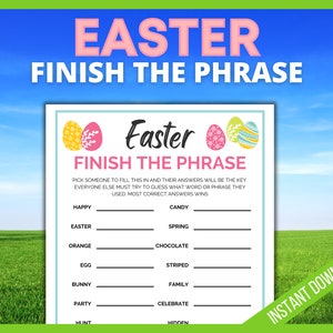 Easter Finish the Phrase, Easter Party Game, Fun Easter Bunny Printable Games, Kids Activities, Easter Word Game, Easter Celebration Game image 1