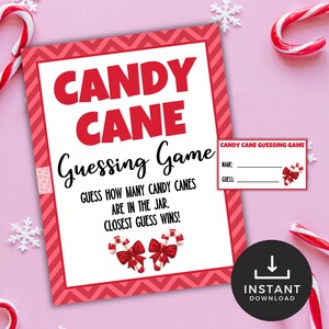 Jogo de adivinhação de bengala de doce, jogo de festa de Natal, jogo de festa de trabalho para feriados, jogo de sala de aula para quantos doces, jogo para festa de formatura para imprimir