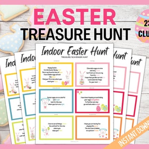 Kids Easter Egg Scavenger Hunt Game, Indoor Easter Treasure Hunt, Bunny Treasure Hunt Clues, Easter Egg Hunt, Easter Printables for Kids image 2