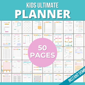 Kinder Planer, druckbarer Tagesplaner für Kinder, Tagesjournal für Kinder, druckbarer Kinderplaner mit 50 Seiten, PDF-Planer für Kinder, tägliche Routine To Do