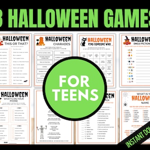 Halloween Games Teens Bundle, 8 Halloween Printable Games for Teens, Scavenger Tween Halloween Games, Halloween Party Games, Spooky Games image 1