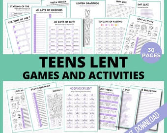 Lent Games and Activities for Teens, Lent Bundle for older kids, Teenager Activity Printables, Lent Church Bible Games