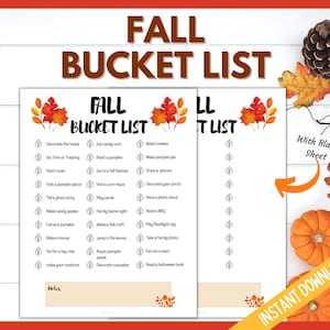 Fall Bucket List Printable, Fall Things To Do, Fun Autumn Activities for the Kids, Tweens, Teens and Adult, Things To Do Checklist
