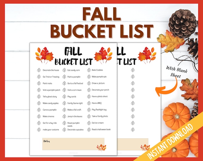 Fall Break Checklist Fall Bucket List Printable, Fall Things to Do, Fun Autumn Activities ...