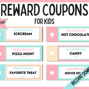 Rewards Coupon Book for Kids, Printable Coupons, Holiday Coupons, Kid&#39;s Coupon Book, Stocking Stuffer Ideas