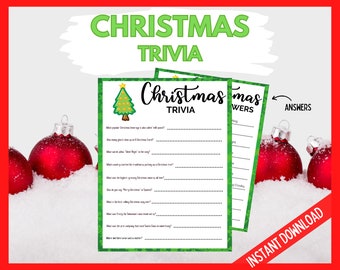 Christmas Trivia Game, Christmas party Printable Game, Fun Family Christmas Eve Game, Xmas Party Trivia Game, Fun Trivia Christmas Game