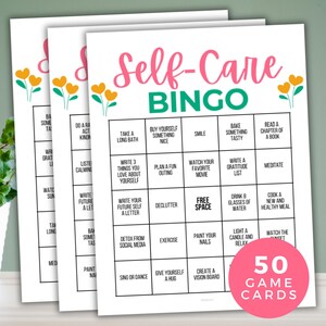 Bingo sur les soins personnels, Défi soins personnels, 50 cartes de bingo sur soins personnels imprimables, activité sur l'amour de soi, bien-être, liste de contrôle pour prendre soin de soi, pleine conscience