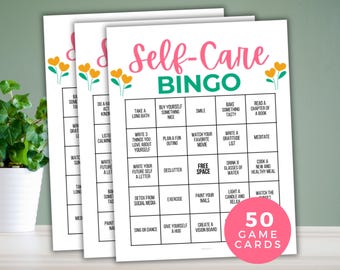 Self Care Bingo, Self Care Challenge, 50 Printable Self Care Bingo Cards, , Self Love Activity, Wellness, Self Care checklist, Mindfulness