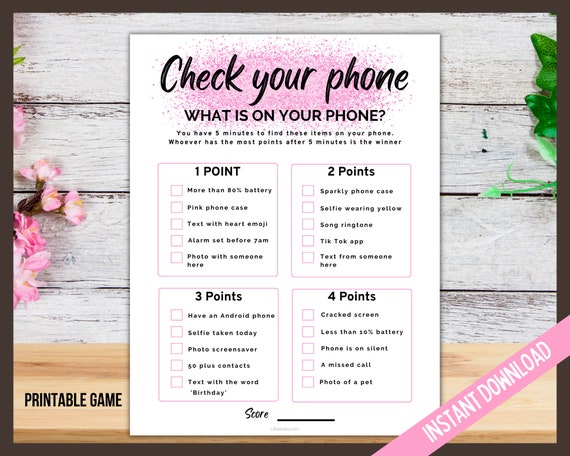 What's on Your Phone Printable Party Phone Game for Her - Etsy