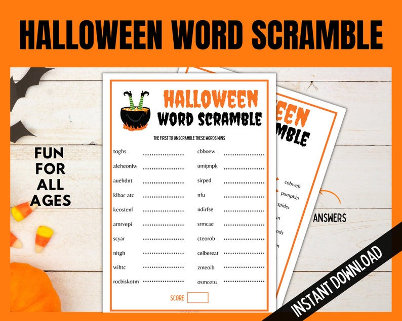 Halloween Word Scramble Game, Printable Halloween Games, Halloween Word Party Game, Halloween Activity, Halloween Games for Kids and Adults image 1