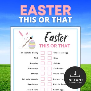 Easter This or That, Easter Would You Rather Game, Easter Bunny Fun Activities, Easter Games Kids Printable, Teens,Adult, Easter Party Games