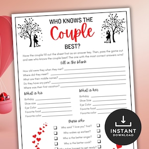 Who Knows The Couple Best, Who Knows the Husband and Wife Best, Bridal Shower Party Games, How Well Do You Know the Couple