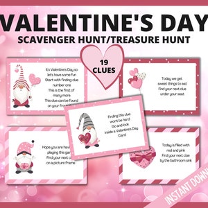 Valentines Day Scavenger Hunt for kids, Valentine's Day Treasure Hunt,Printable Valentines Games for Kids, teens, Printable Valentine Clues image 4