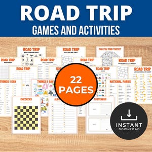Kids Road Trip Games and Activities, Printable Vacation Scavenger Hunt, Car Games, Printable Travel Games, Road Trip Journal