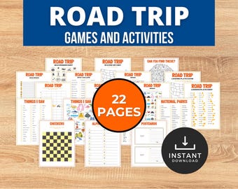 Kids Road Trip Games and Activities, Printable Vacation Scavenger Hunt, Car Games, Printable Travel Games, Road Trip Journal