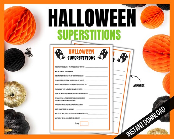 Halloween Superstitions, Halloween Party Game, Halloween Quiz, Trivia Night Game, Teen Halloween Party, Kids Halloween, Adult Party Games Il_570xn
