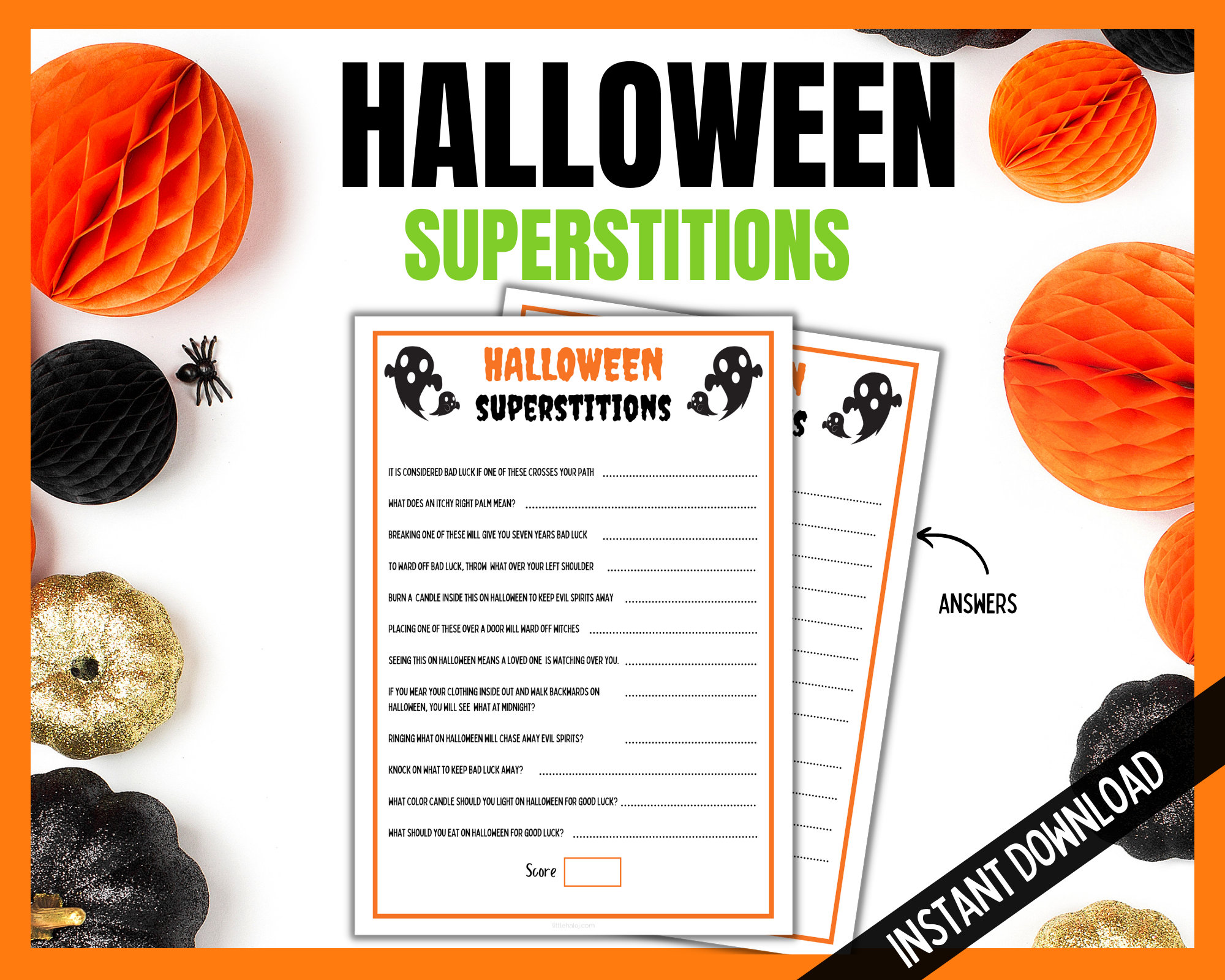 Halloween Party For Teenagers 2022 Halloween Superstitions Halloween Party Game Halloween Quiz Etsy India