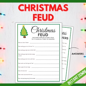 Christmas Feud Game, Fun Teen Games, Christmas Party, Christmas Printable Games, Family Quiz, Christmas Family Quiz, Christmas family Feud image 1