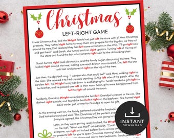 Christmas Left Right Game, Christmas Pass the Prize, Christmas party games, Printable Festive Pass the parcel Game, Kids Christmas Activity