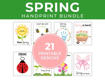 Manualidad de huellas de manos de primavera, arte de huellas de manos para niños en primavera, actividad de aula de primavera, recuerdo imprimible, temporada de primavera, niños, niños pequeños, preescolar