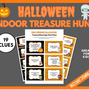 Kids Indoor Halloween Treasure Hunt, Halloween Party Games for Kids, Halloween Scavenger Hunt Clues, Children's Halloween Games, Kids Games image 2