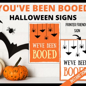 Vous avez été hué imprimable Sign and Treat Topper, Nous avons été hués Vous avez été hué Jeu d'Halloween de quartier image 3