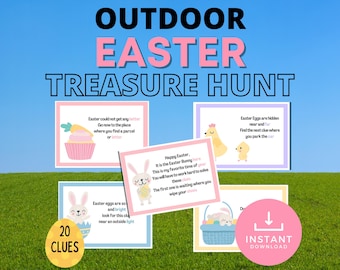 Kids Outdoor Easter Treasure Hunt, Easter Egg Scavenger Hunt, Easter Party Games, Kids Easter Activity, Printable Easter Egg Hunt,