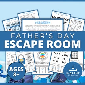 Father's Day Escape Room, Printable Treasure Hunt, Kids Father's Day Puzzle, Escape Room for Kids, DIY Party Printable Game, Dad Escape Room