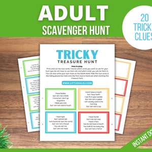 Adult Scavenger Hunt Printable, Treasure Hunt, Teen Scavenger hunt, At Home Adult Scavenger Hunt Clues, Easter Fun image 2