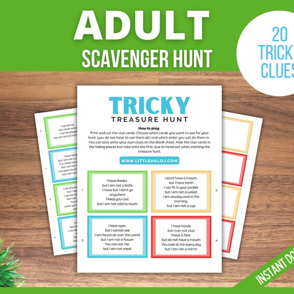 Adult Scavenger Hunt Printable, Treasure Hunt, Teen Scavenger hunt, At Home Adult Scavenger Hunt Clues, Easter Fun