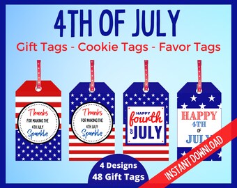 4th of July Printable Gift Tag, Fourth of July Gift Tags, 4th July Favor Tags