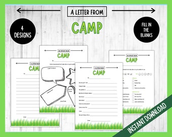 Printable Letter from Camp, Summer Camp Stationery, Kids Summer Camp, Fill in the blanks Camp Letter Template, Boys and Girls Camp Letter