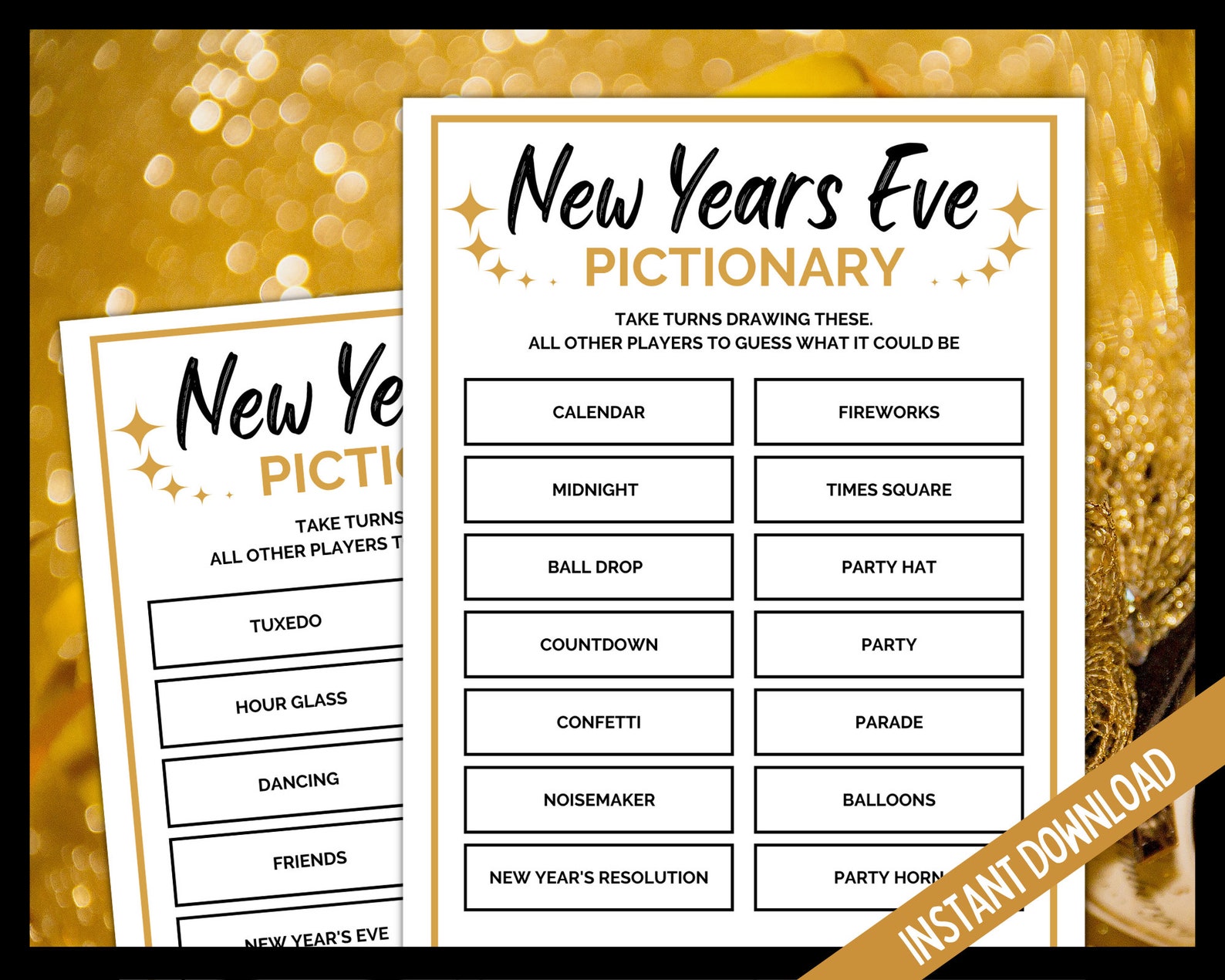 Printable New Years Pictionary Template