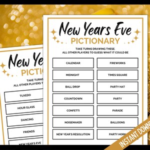New Year's Eve Pictionary, NYE Pictionary Game, New Years Eve ...