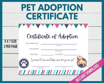 Pet Adoption Certificate, Adopt A Pet, Puppy Adoption Certificate, Puppy Birthday Party, Girl Birthday Party, Vet Party, Dog Adoption Party